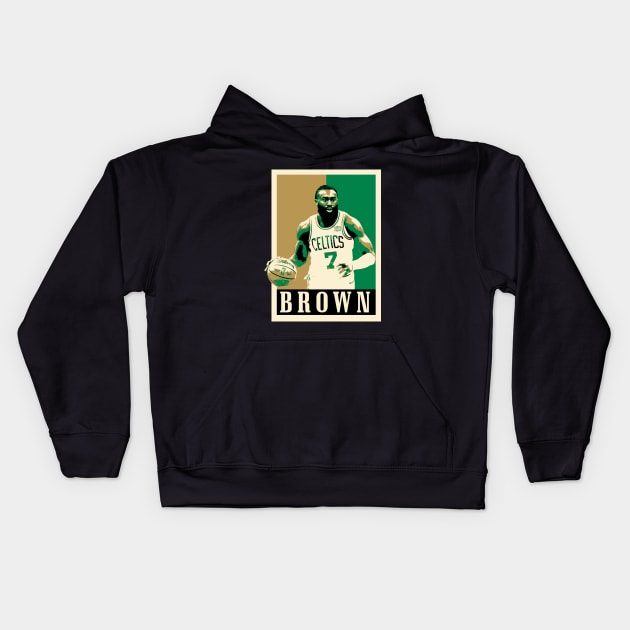 Jaylen Brown Pop Art Style Kids Hoodie by mia_me